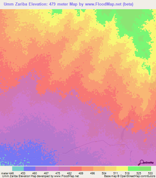Umm Zariba,Sudan Elevation Map