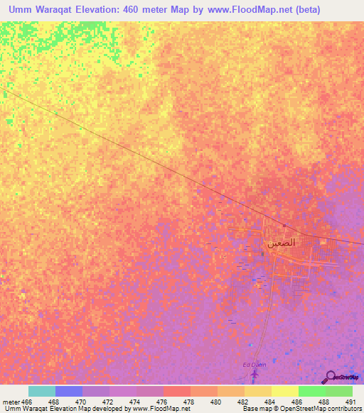 Umm Waraqat,Sudan Elevation Map