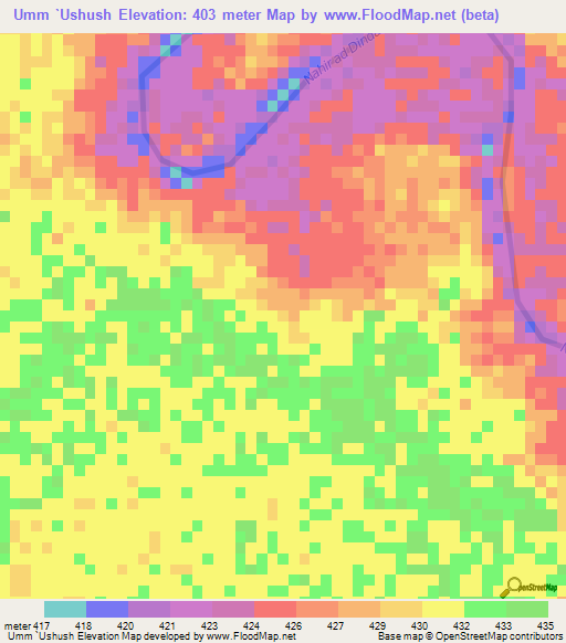 Umm `Ushush,Sudan Elevation Map