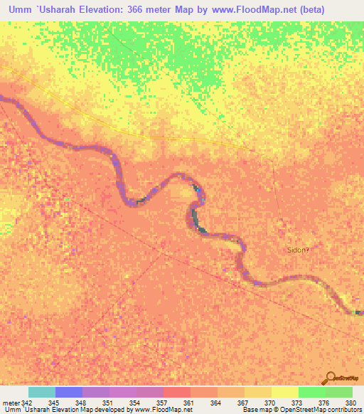 Umm `Usharah,Sudan Elevation Map