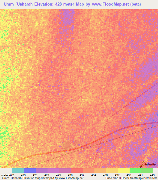 Umm `Usharah,Sudan Elevation Map