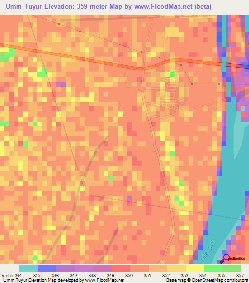Umm Tuyur,Sudan Elevation Map
