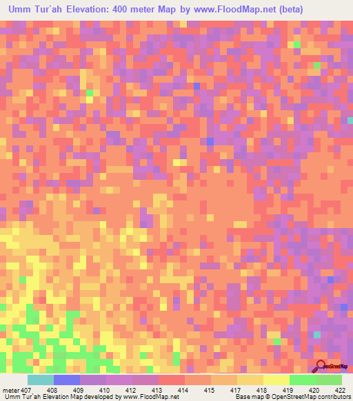 Umm Tur`ah,Sudan Elevation Map