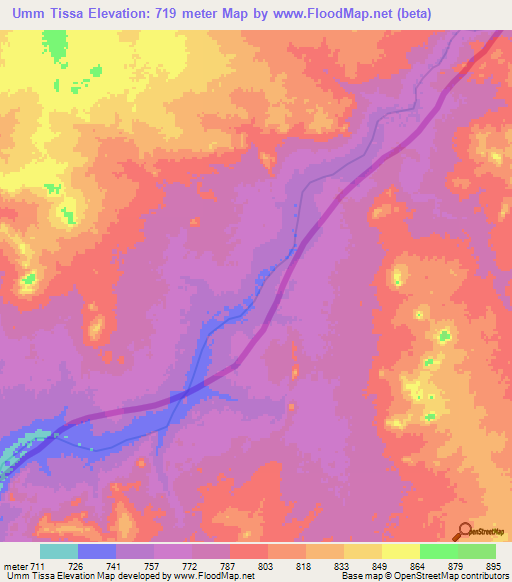 Umm Tissa,Sudan Elevation Map