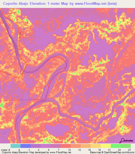 Coporito Abajo,Venezuela Elevation Map