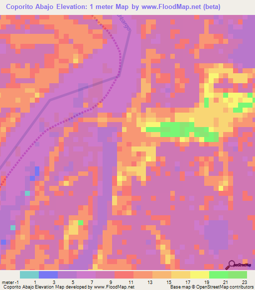 Coporito Abajo,Venezuela Elevation Map