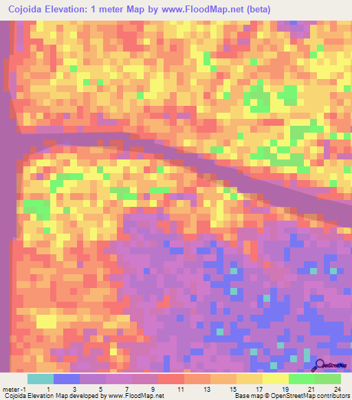 Cojoida,Venezuela Elevation Map