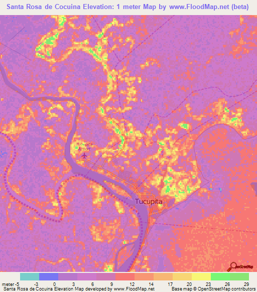 Santa Rosa de Cocuina,Venezuela Elevation Map