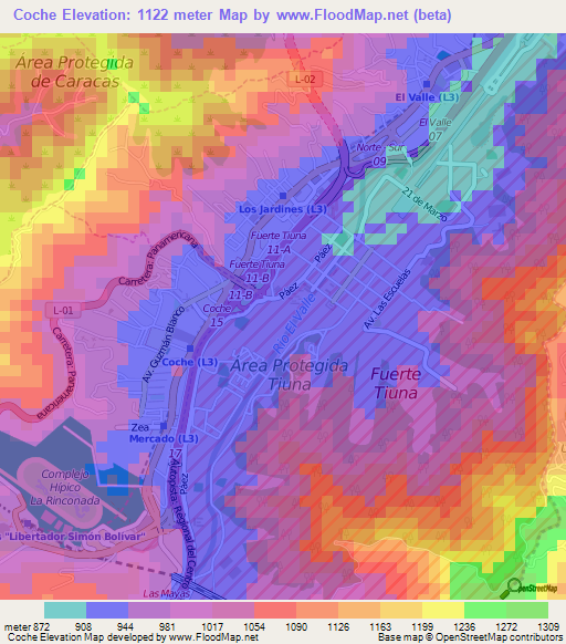 Coche,Venezuela Elevation Map