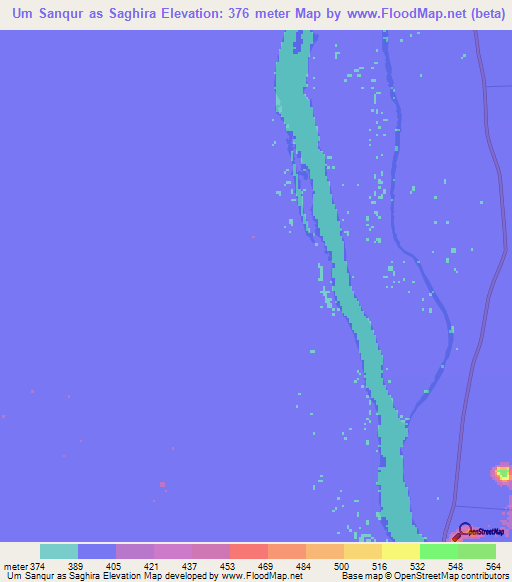 Um Sanqur as Saghira,Sudan Elevation Map