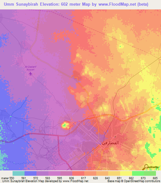 Umm Sunaybirah,Sudan Elevation Map