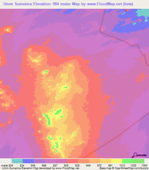 Umm Sumeima,Sudan Elevation Map