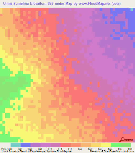 Umm Sumeima,Sudan Elevation Map
