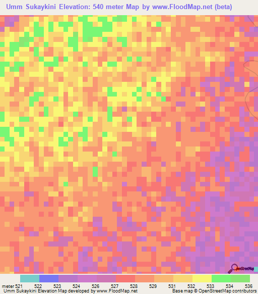 Umm Sukaykini,Sudan Elevation Map