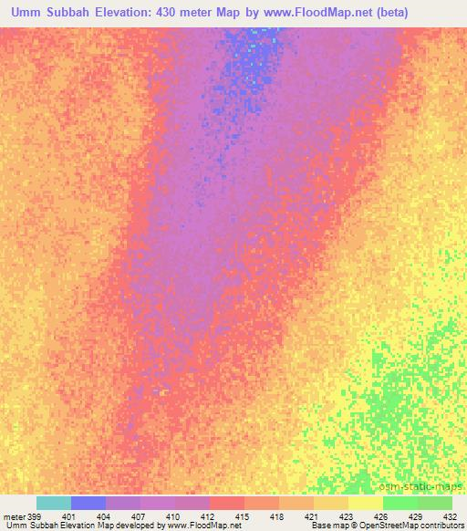 Umm Subbah,Sudan Elevation Map