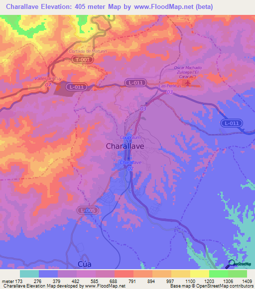 Charallave,Venezuela Elevation Map