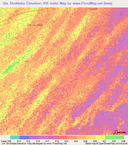 Um Shukkaba,Sudan Elevation Map