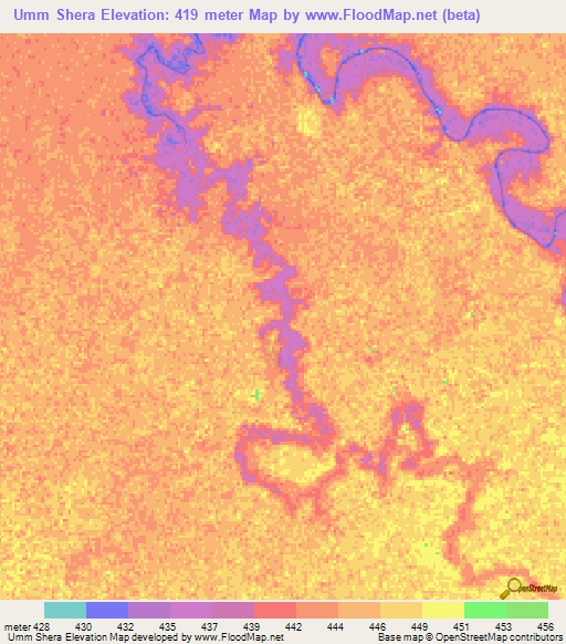 Umm Shera,Sudan Elevation Map