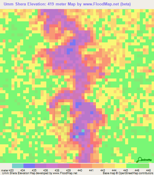Umm Shera,Sudan Elevation Map