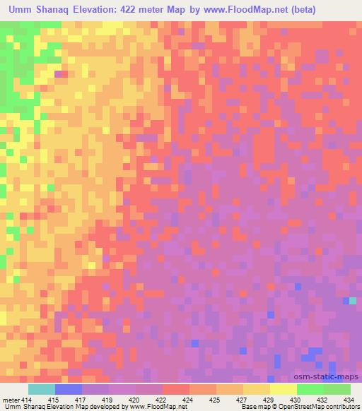 Umm Shanaq,Sudan Elevation Map