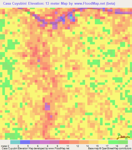 Casa Cuyubini,Venezuela Elevation Map