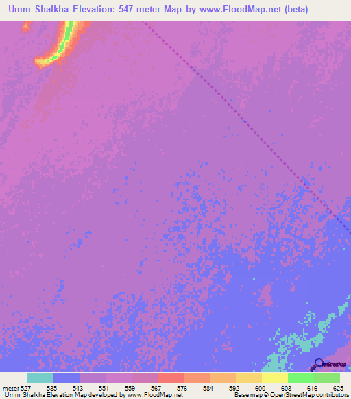 Umm Shalkha,Sudan Elevation Map