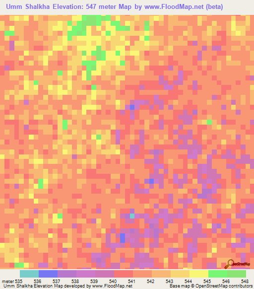 Umm Shalkha,Sudan Elevation Map