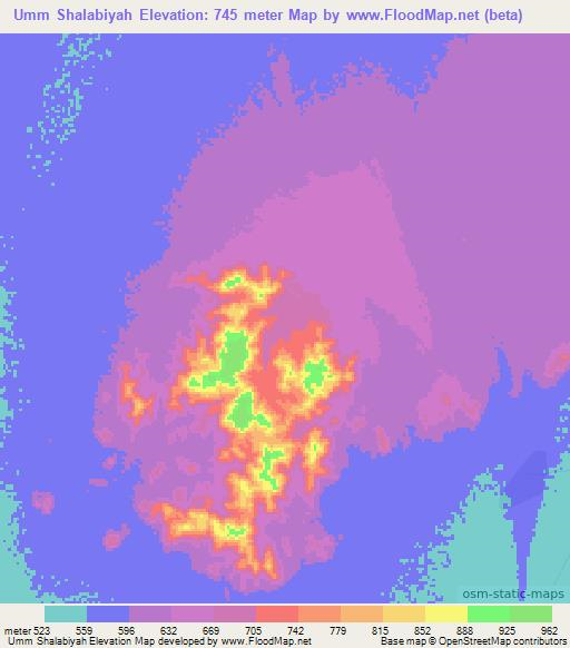 Umm Shalabiyah,Sudan Elevation Map