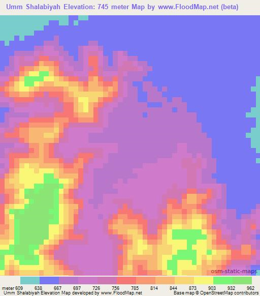 Umm Shalabiyah,Sudan Elevation Map