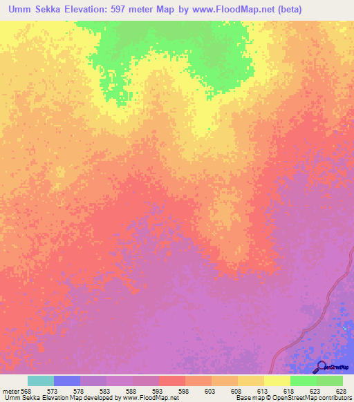 Umm Sekka,Sudan Elevation Map