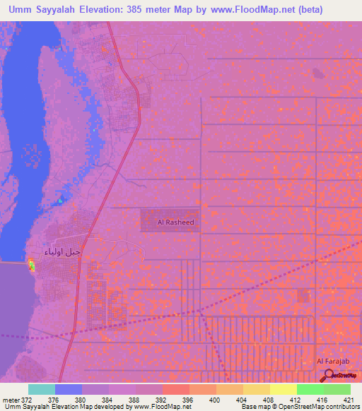Umm Sayyalah,Sudan Elevation Map