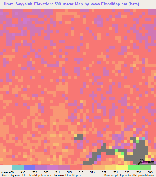 Umm Sayyalah,Sudan Elevation Map