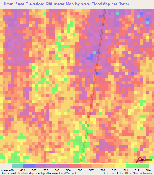Umm Sawt,Sudan Elevation Map