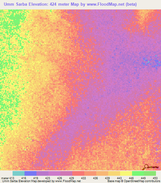 Umm Sarba,Sudan Elevation Map