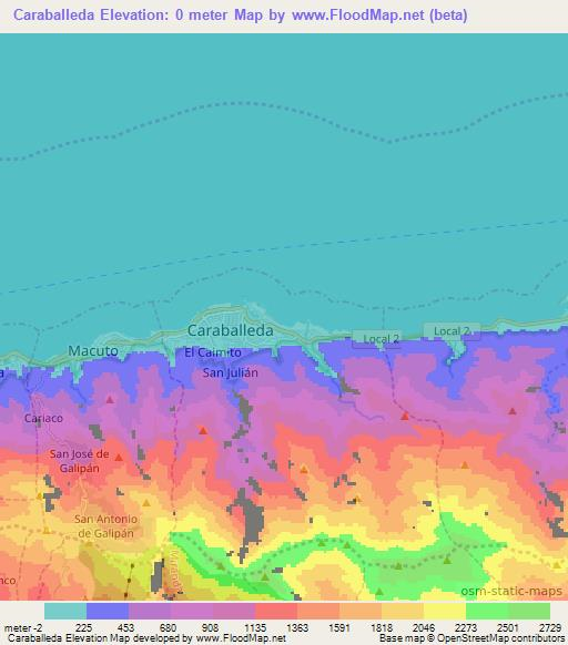 Caraballeda,Venezuela Elevation Map