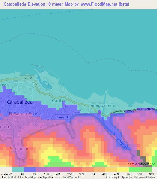 Caraballeda,Venezuela Elevation Map