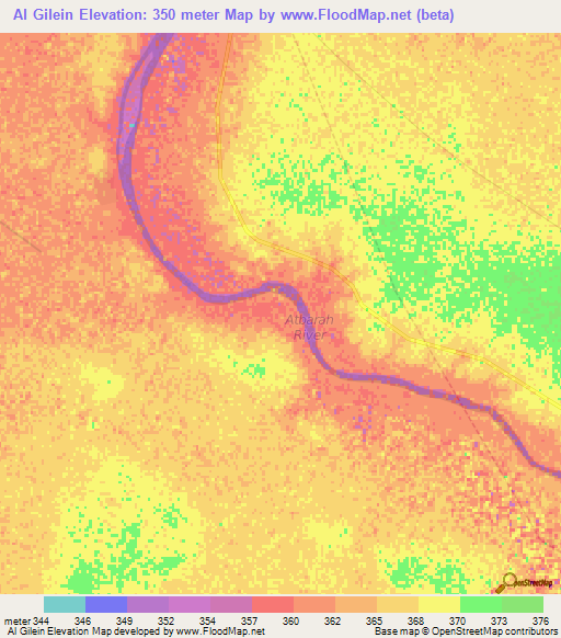 Al Gilein,Sudan Elevation Map