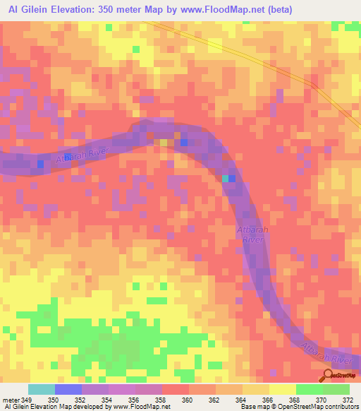 Al Gilein,Sudan Elevation Map