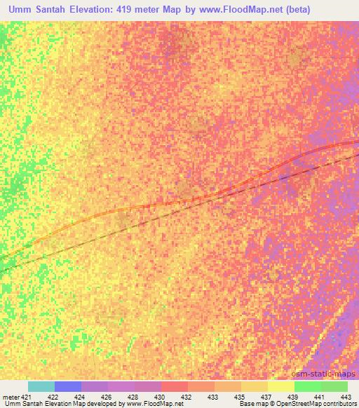 Umm Santah,Sudan Elevation Map