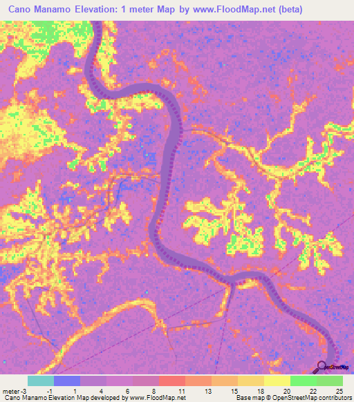 Cano Manamo,Venezuela Elevation Map