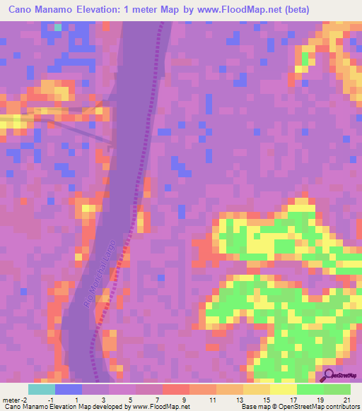Cano Manamo,Venezuela Elevation Map