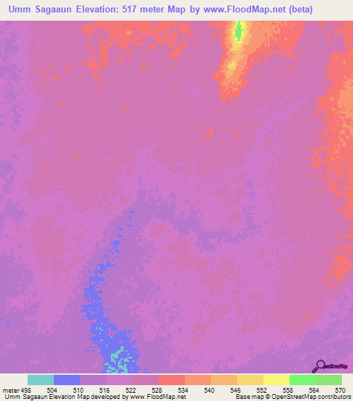 Umm Sagaaun,Sudan Elevation Map
