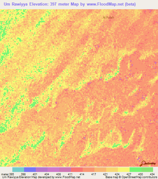 Um Rawiyya,Sudan Elevation Map