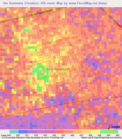 Um Ruwwaba,Sudan Elevation Map