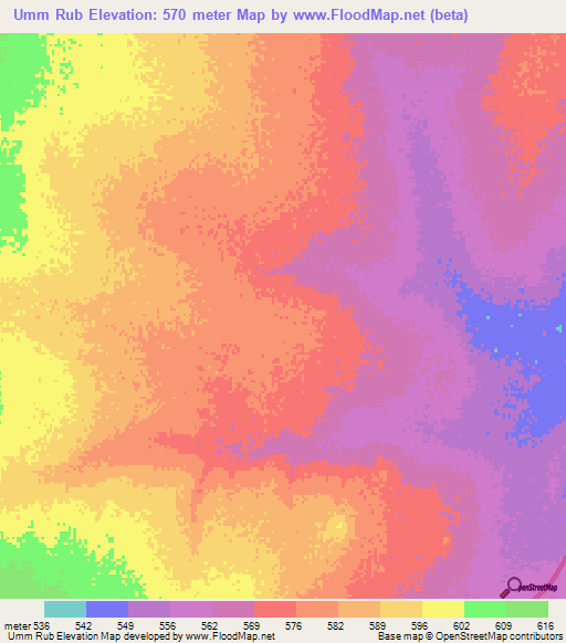 Umm Rub,Sudan Elevation Map