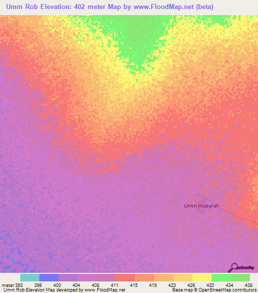 Umm Rob,Sudan Elevation Map