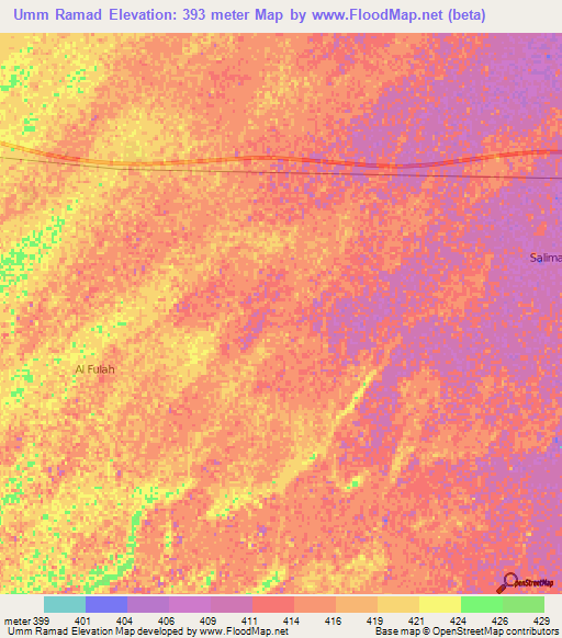 Umm Ramad,Sudan Elevation Map