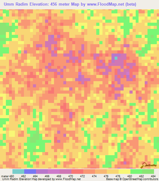 Umm Radim,Sudan Elevation Map