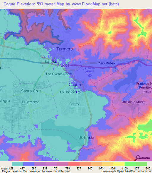 Cagua,Venezuela Elevation Map