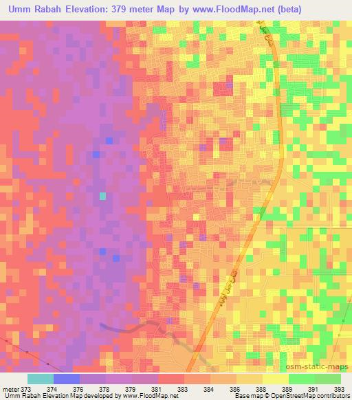 Umm Rabah,Sudan Elevation Map
